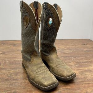 Twisted X Men's Distressed Ruff Stock Western Boot Broad Square Toe‎ Size 7D